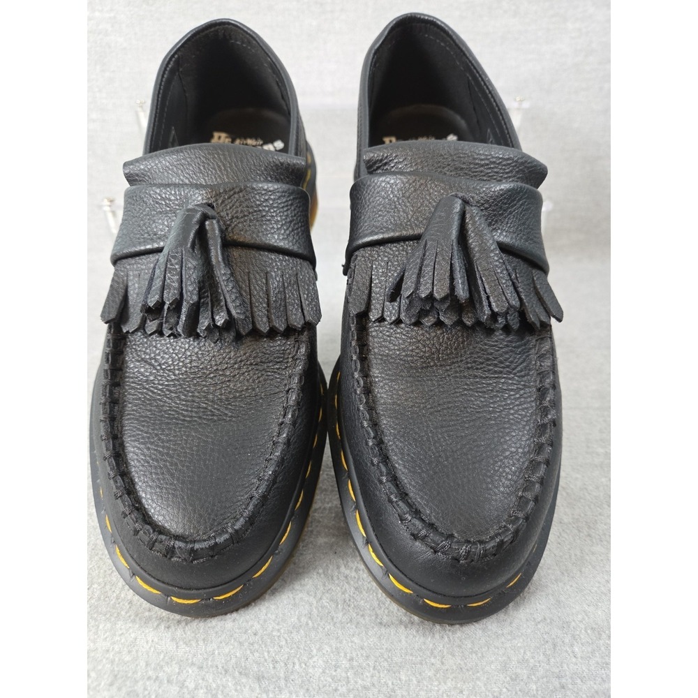 Dr Martens Womens 9 Adrian Tassel Loafers Black Leather Lug Sole Shoes Docs NEW